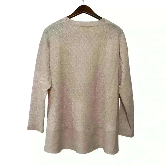 Cortland Park 100% Cashmere Cable Boat Neck Sweater Womens XL Soft Pink Color - Picture 2 of 7